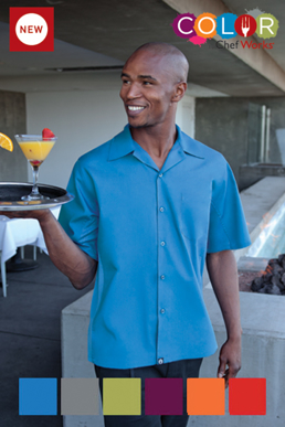 Picture of Chef Works - CSMV-ORA - Men's Orange Universal Contrast Cook Shirt