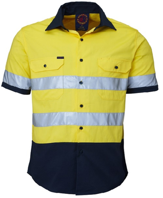 Picture of Ritemate Workwear-RM1050RS-Open Front 2 Tone S/S Shirt with 3M 8910 Reflective Tape  Shirts