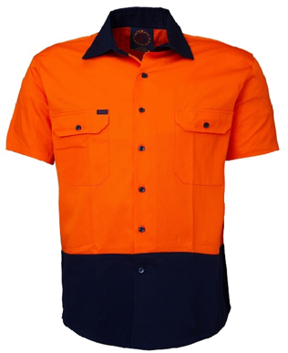 Picture of Ritemate Workwear-RM1050S-Open Front 2 Tone S/S Shirt