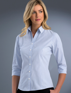 Picture of John Kevin Uniforms-718 Blue-Womens Slim Fit 3/4 Sleeve Pinfeather