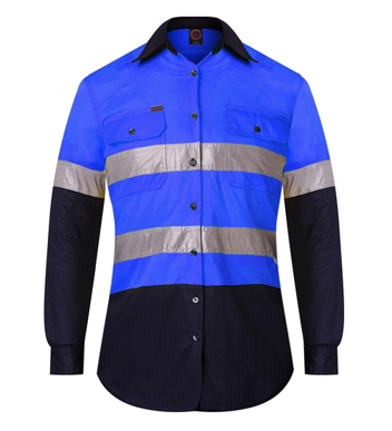 Picture of Ritemate Workwear-RM107V2R-Vented Open Front Light Weight L/S Shirt with 3M 8910 Reflective Tape Shirts