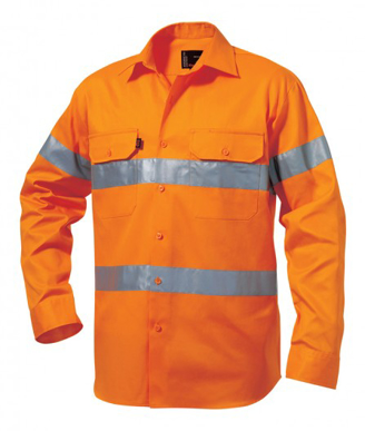 Picture of King Gee-K54250-Hi-Vis Reflective Drill Shirt L/S