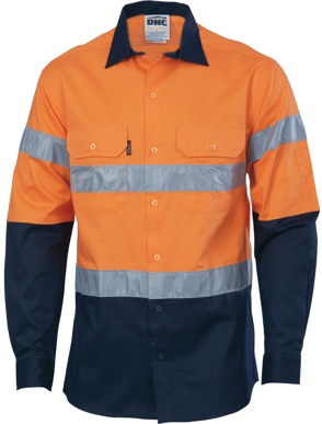Picture of DNC Workwear-3982-HiVis Day/Night 2 Tone Drill Shirt with Generic Reflective Tape - long sleeve