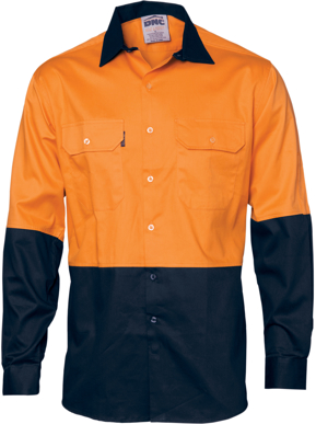 Picture of DNC Workwear-3840-HiVis 2 Tone Cool-Breeze Cotton Shirt - Long sleeve