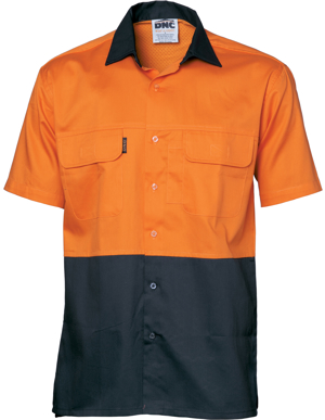 Picture of DNC Workwear-3937-HiVis 3 Way Cool-Breeze Cotton Shirt - short sleeve