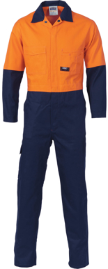 Picture of DNC Workwear-3852-HiVis Cool-Breeze 2-Tone LightWeight Cotton Coverall