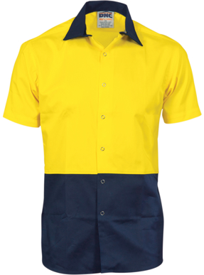 Picture of DNC Workwear-3941-HiVis Food Industry Cool-Breeze Cotton Shirt with Under Arm Airflow Vents, Short Sleeve