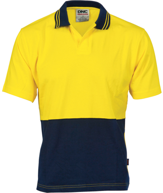 Picture of DNC Workwear-3905-HiVis Cool-Breeze Cotton Jersey Food Industry Polo with Under Arm Airflow Vents,  Short Sleeve
