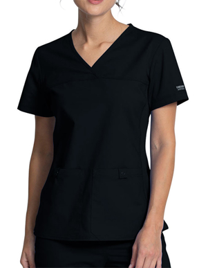 Picture of Cherokee Scrubs-CH-WW2968-Cherokee Workwear Professionals Women's V-Neck Knit Panel Top