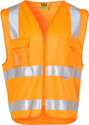 Picture of Australian Industrial Wear -SW42-Unisex Taped Hi-Vis Safety Vest With ID Pocket