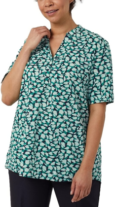 Picture of NNT Uniforms Antibacterial Petal Print Short Sleeve Tunic - Emerald (CATUHU-EMR)