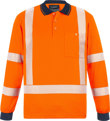 Picture of Syzmik Unisex Hi Vis X Back NSW Rail Long Sleeve Polo (ZH690)