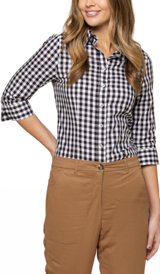 Picture of Gloweave-1710WL-Women's Oxford Check 3/4 Sleeve Shirt - Degreaves