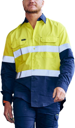 Picture of Bisley Workwear Recycled Taped Two Tone Hi Vis Drill Shirt (BS6996T)