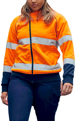 Picture of Bisley Workwear Womens Taped Hi Vis Fleece Zip Front Hoodie With Sherpa Lining (BKL6819T)