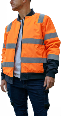 Picture of Bisley Workwear Taped Two Tone Hi Vis Bomber Jacket With Padded Lining (BJ6730T)