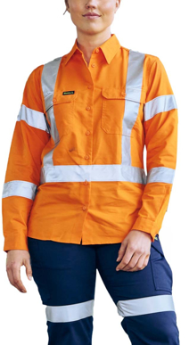 Picture of Bisley Workwear Womens Recycled X Taped Hi Vis Drill Shirt (BL6266XT)