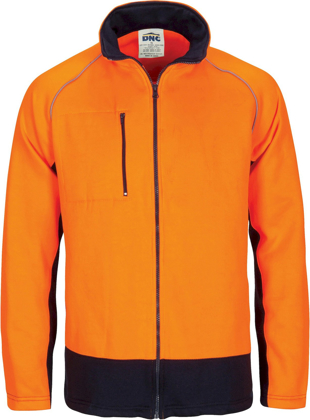 Picture of DNC Workwear Hi Vis 2 Tone Full Zip Fleece Sweat Shirt With Two Side Zipped Pockets (3725)