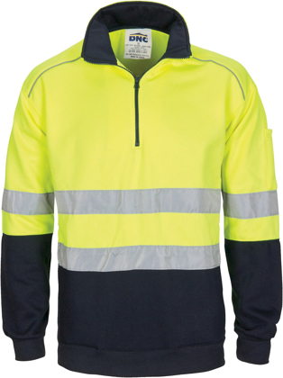 Picture of DNC Workwear Hi Vis Taped 1/2 Zip Fleece With Hoop Pattern - CSR Reflective Tape (3729)