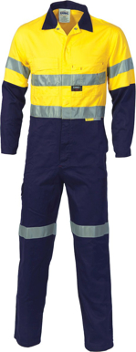 Picture of DNC Workwear Hi Vis Taped 2 Tone Cotton Coverall - 3M Reflective Tape (3855)