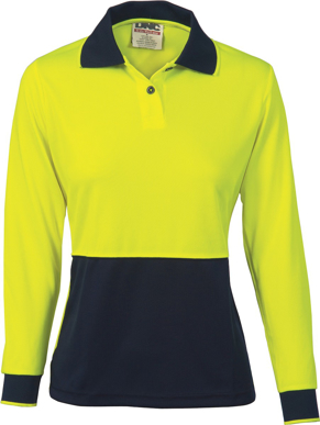 Picture of DNC Workwear Ladies Hi Vis Polo Long Sleeve Shirt (3898)
