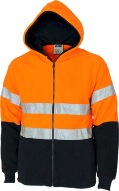 Picture of DNC Workwear Hi Vis Taped Full Zip Polar Fleece Hoodie - CSR Reflective Tape (3926)