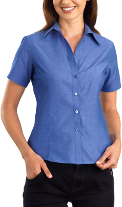 Picture of John Kevin Womens Chambray Short Sleeve Shirt (161 Indigo)