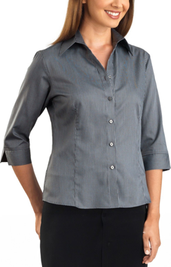 Picture of John Kevin Womens Pinstripe 3/4 Sleeve Shirt (362 Gunmetal)