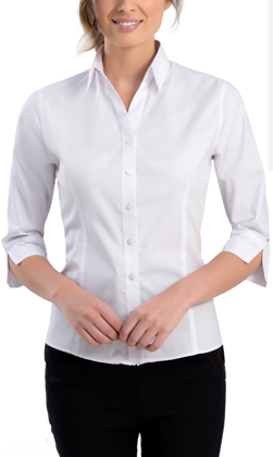 Picture of John Kevin Womens Pinpoint Oxford Slim Fit 3/4 Sleeve Shirt (740 White)