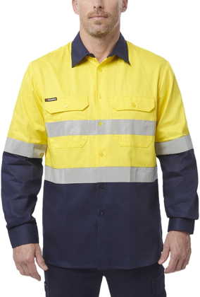 Picture of King Gee Originals Hi Vis Reflective Two Tone Long Sleeve Work Shirt (K54315)