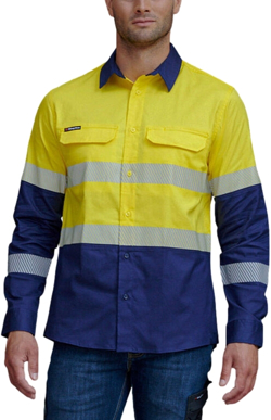 Picture of King Gee Workcool Pro Hi Vis Two Tone Stretch Reflective Work Shirt (K54028)