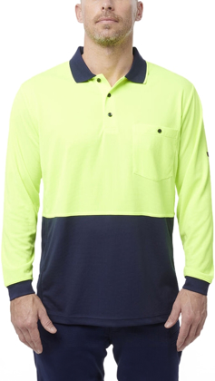 Picture of King Gee Workcool Hyperfreeze Hi Vis Two Tone Long Sleeve Polo Shirt (K54235)