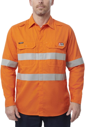 Picture of King Gee Shieldtec Lenzing FR Hi Vis Spliced Open Front Taped Shirt (K84001)