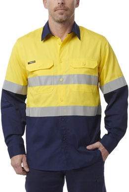 Picture of King Gee Workcool Vented Spliced Shirt Taped Long Sleeve (K54913)