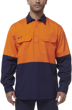 Picture of King Gee Workcool Hi Vis Vented Closed Front Spliced Shirt (K54011)