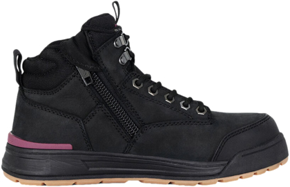 Picture of Hard Yakka Womens 3056 Lace Up & Side Zip Safety Boot - Black (Y60245)