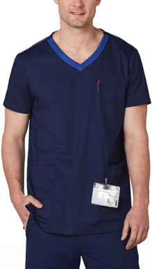 Picture of Winning Spirit Mens V Neck Contrast Trim Scrub Top (M7650)