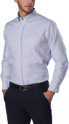 Picture of Winning Spirit Mens Dot Contrast Long Sleeve Shirt (M7922)